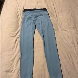 Athleta Blue Leggings with Black Waistband